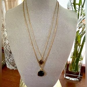 Gold tone, purple and amber necklace